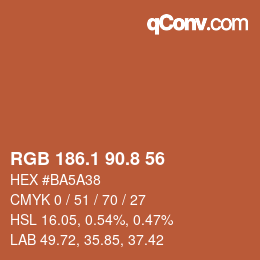 カラーコード: RGB 186.1 90.8 56 | qconv.com