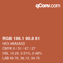 カラーコード: RGB 186.1 90.8 61 | qconv.com