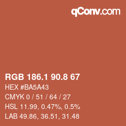 Color code: RGB 186.1 90.8 67 | qconv.com