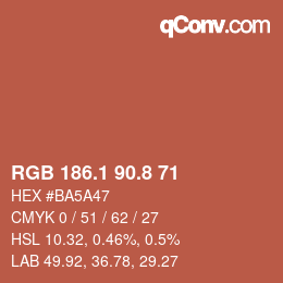 Color code: RGB 186.1 90.8 71 | qconv.com