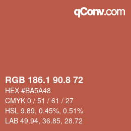 Color code: RGB 186.1 90.8 72 | qconv.com