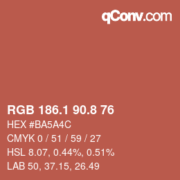 Color code: RGB 186.1 90.8 76 | qconv.com