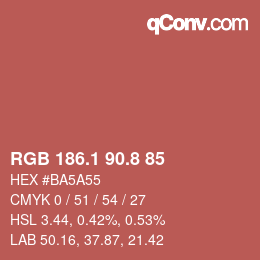 Color code: RGB 186.1 90.8 85 | qconv.com