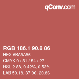 カラーコード: RGB 186.1 90.8 86 | qconv.com