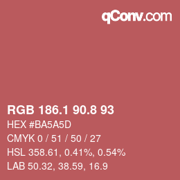 カラーコード: RGB 186.1 90.8 93 | qconv.com