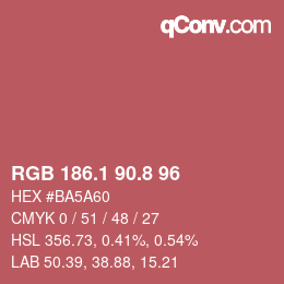 カラーコード: RGB 186.1 90.8 96 | qconv.com