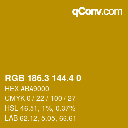 カラーコード: RGB 186.3 144.4 0 | qconv.com