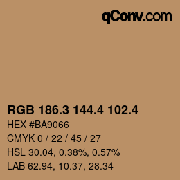 カラーコード: RGB 186.3 144.4 102.4 | qconv.com