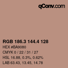 カラーコード: RGB 186.3 144.4 128 | qconv.com