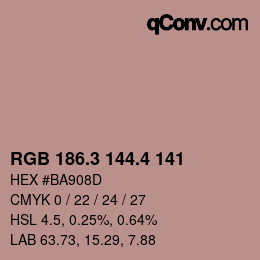 カラーコード: RGB 186.3 144.4 141 | qconv.com