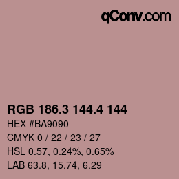 カラーコード: RGB 186.3 144.4 144 | qconv.com