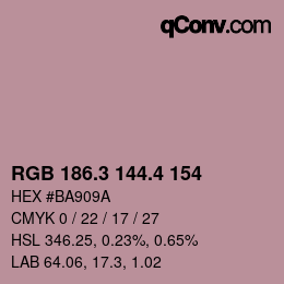 カラーコード: RGB 186.3 144.4 154 | qconv.com