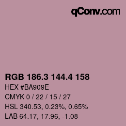 カラーコード: RGB 186.3 144.4 158 | qconv.com
