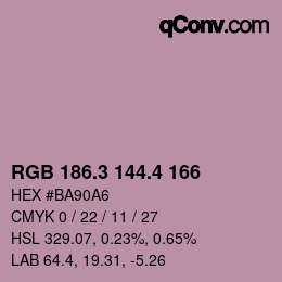 カラーコード: RGB 186.3 144.4 166 | qconv.com