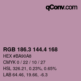 カラーコード: RGB 186.3 144.4 168 | qconv.com
