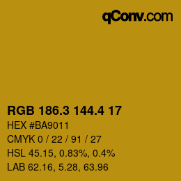 カラーコード: RGB 186.3 144.4 17 | qconv.com
