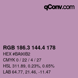 カラーコード: RGB 186.3 144.4 178 | qconv.com