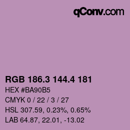 カラーコード: RGB 186.3 144.4 181 | qconv.com