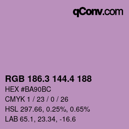 カラーコード: RGB 186.3 144.4 188 | qconv.com