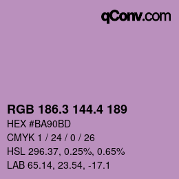カラーコード: RGB 186.3 144.4 189 | qconv.com