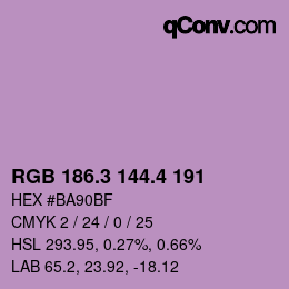 カラーコード: RGB 186.3 144.4 191 | qconv.com