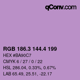 カラーコード: RGB 186.3 144.4 199 | qconv.com