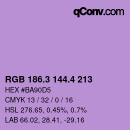カラーコード: RGB 186.3 144.4 213 | qconv.com
