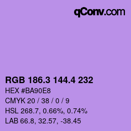 カラーコード: RGB 186.3 144.4 232 | qconv.com