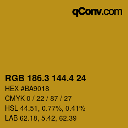 カラーコード: RGB 186.3 144.4 24 | qconv.com