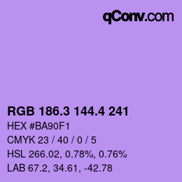 カラーコード: RGB 186.3 144.4 241 | qconv.com