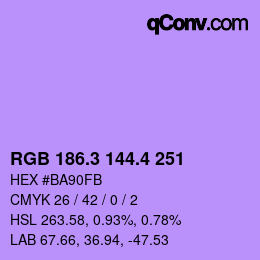 カラーコード: RGB 186.3 144.4 251 | qconv.com