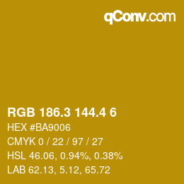 カラーコード: RGB 186.3 144.4 6 | qconv.com