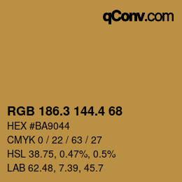 カラーコード: RGB 186.3 144.4 68 | qconv.com