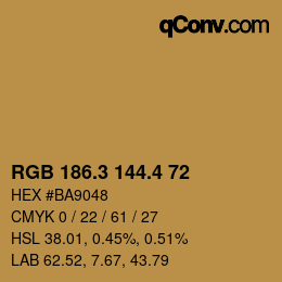カラーコード: RGB 186.3 144.4 72 | qconv.com