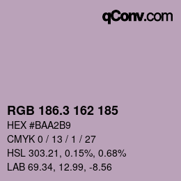 カラーコード: RGB 186.3 162 185 | qconv.com
