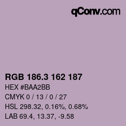 カラーコード: RGB 186.3 162 187 | qconv.com