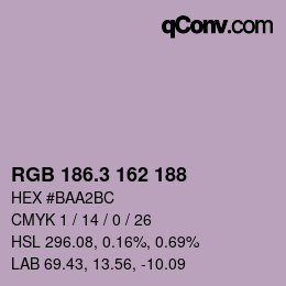カラーコード: RGB 186.3 162 188 | qconv.com