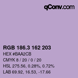 カラーコード: RGB 186.3 162 203 | qconv.com