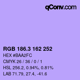 カラーコード: RGB 186.3 162 252 | qconv.com