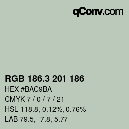 カラーコード: RGB 186.3 201 186 | qconv.com
