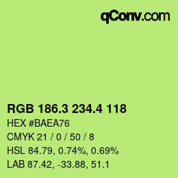 カラーコード: RGB 186.3 234.4 118 | qconv.com
