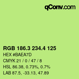 カラーコード: RGB 186.3 234.4 125 | qconv.com