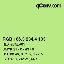 カラーコード: RGB 186.3 234.4 133 | qconv.com