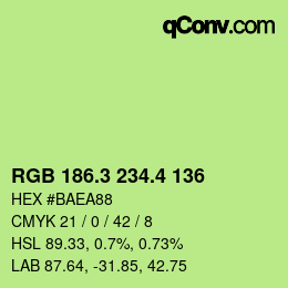 カラーコード: RGB 186.3 234.4 136 | qconv.com