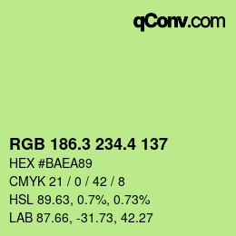 カラーコード: RGB 186.3 234.4 137 | qconv.com
