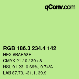 カラーコード: RGB 186.3 234.4 142 | qconv.com