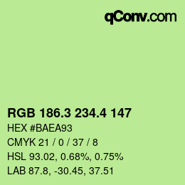 カラーコード: RGB 186.3 234.4 147 | qconv.com