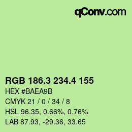 カラーコード: RGB 186.3 234.4 155 | qconv.com
