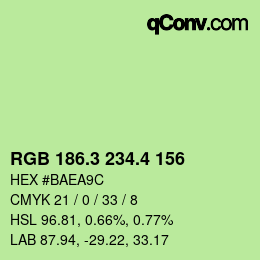 カラーコード: RGB 186.3 234.4 156 | qconv.com