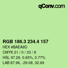 カラーコード: RGB 186.3 234.4 157 | qconv.com